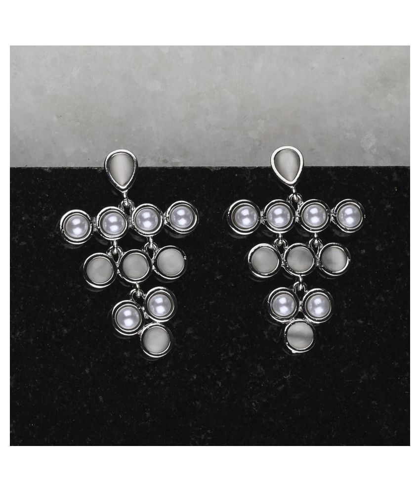     			SILVER SHINE Charm Stylish Silver Pearl Earring For Women Girl