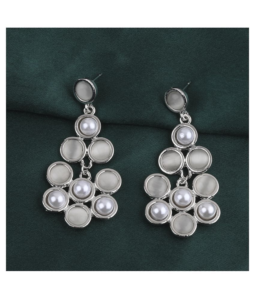     			SILVER SHINE Party Wear Silver Pearl Earring For Women Girl