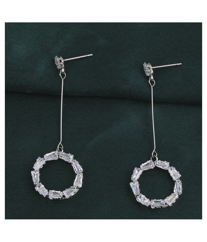     			SILVER SHINE Silver Plated Diamond Dangle  Earring For Women Girl