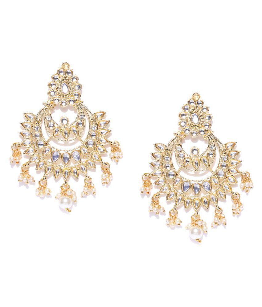 Zaveri Pearls Gold Tone Traditional Kundan & Pearl Dangle Earring ...