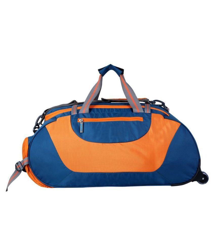 orange leather duffle bag