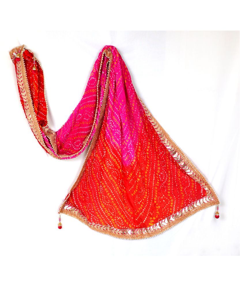     			Raj Pink Art Silk Bandhej Dupatta