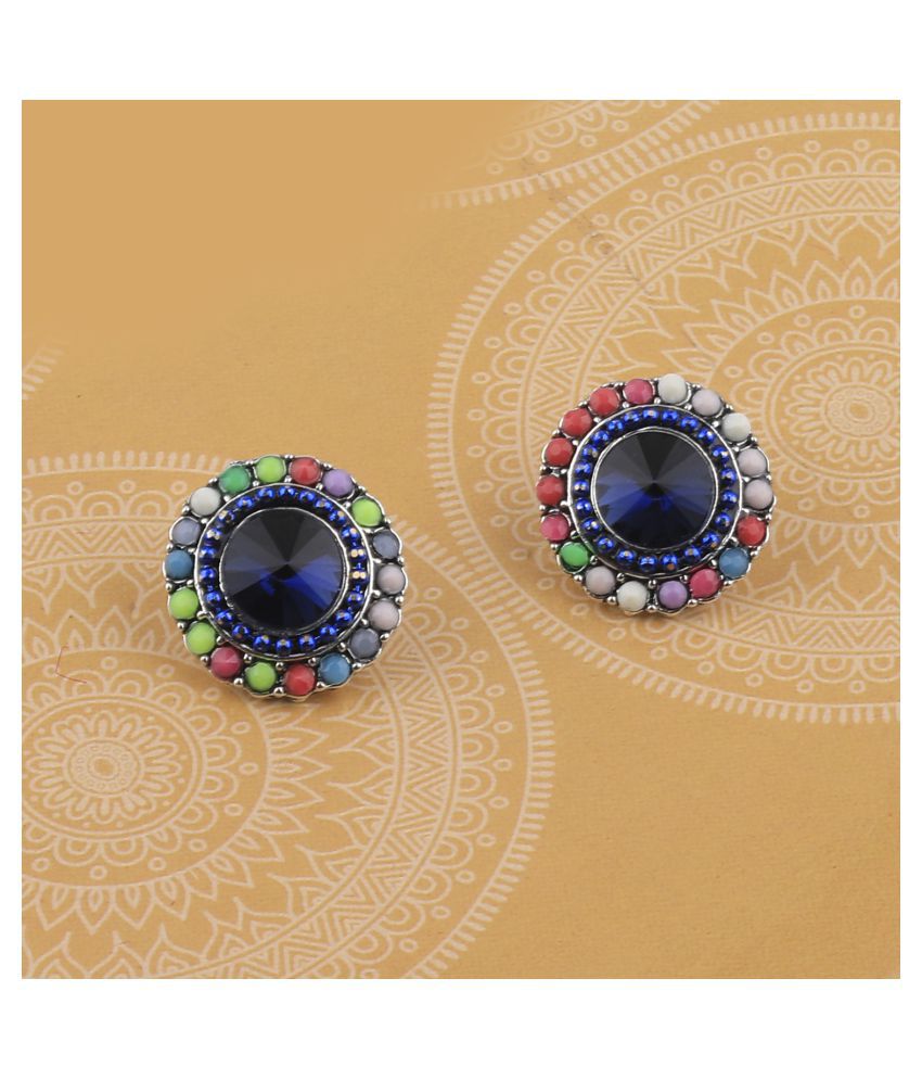     			SILVER SHINE Antique Party Wear Multi Colour Stud Diamond Earring For Women Girl