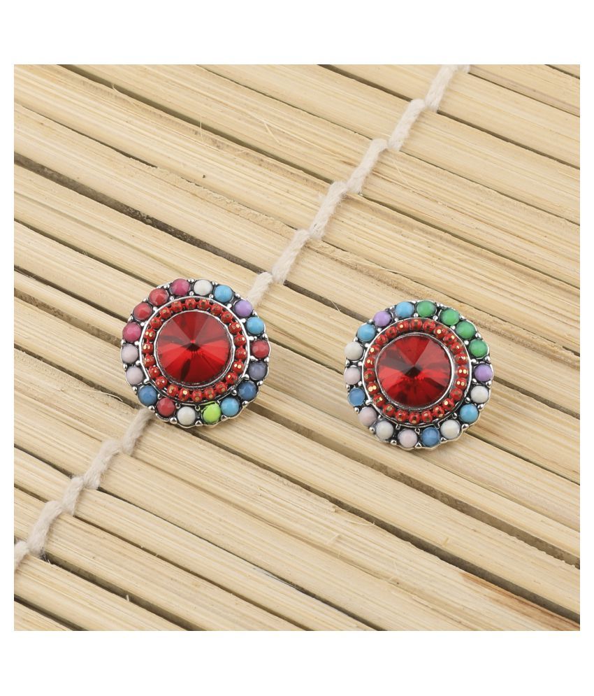     			SILVER SHINE Charm Fancy Party Wear Multi Colour Stud Diamond Earring For Women Girl