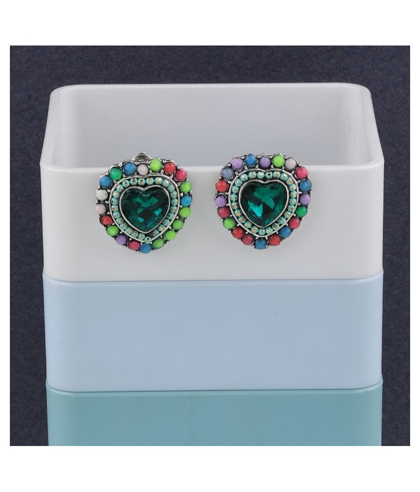     			SILVER SHINE Fancy Stylish  Heart Shape Diamond Stud Earring For Women Girl