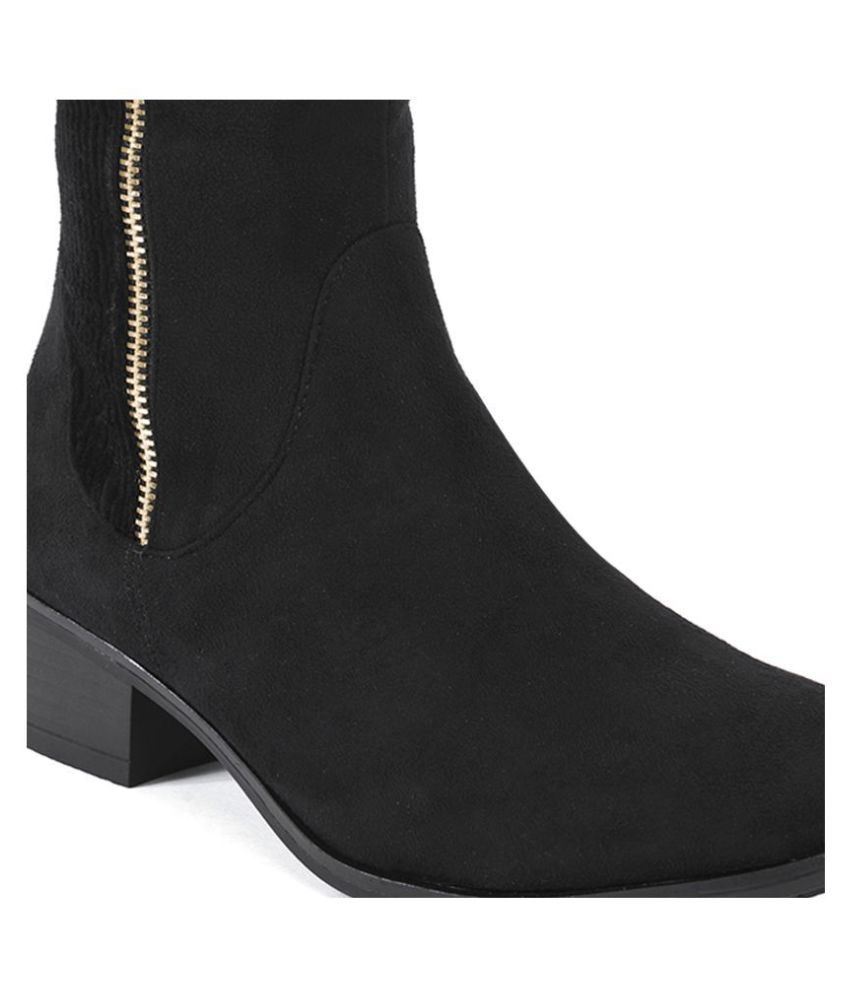 truffle collection heeled knee high boots in black