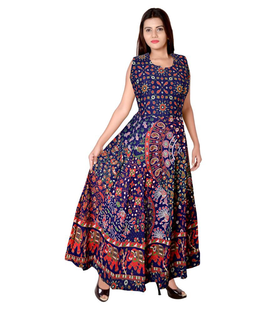 KHUSHI PRINT Cotton Multi Color Fit And Flare Dress - Buy KHUSHI PRINT ...