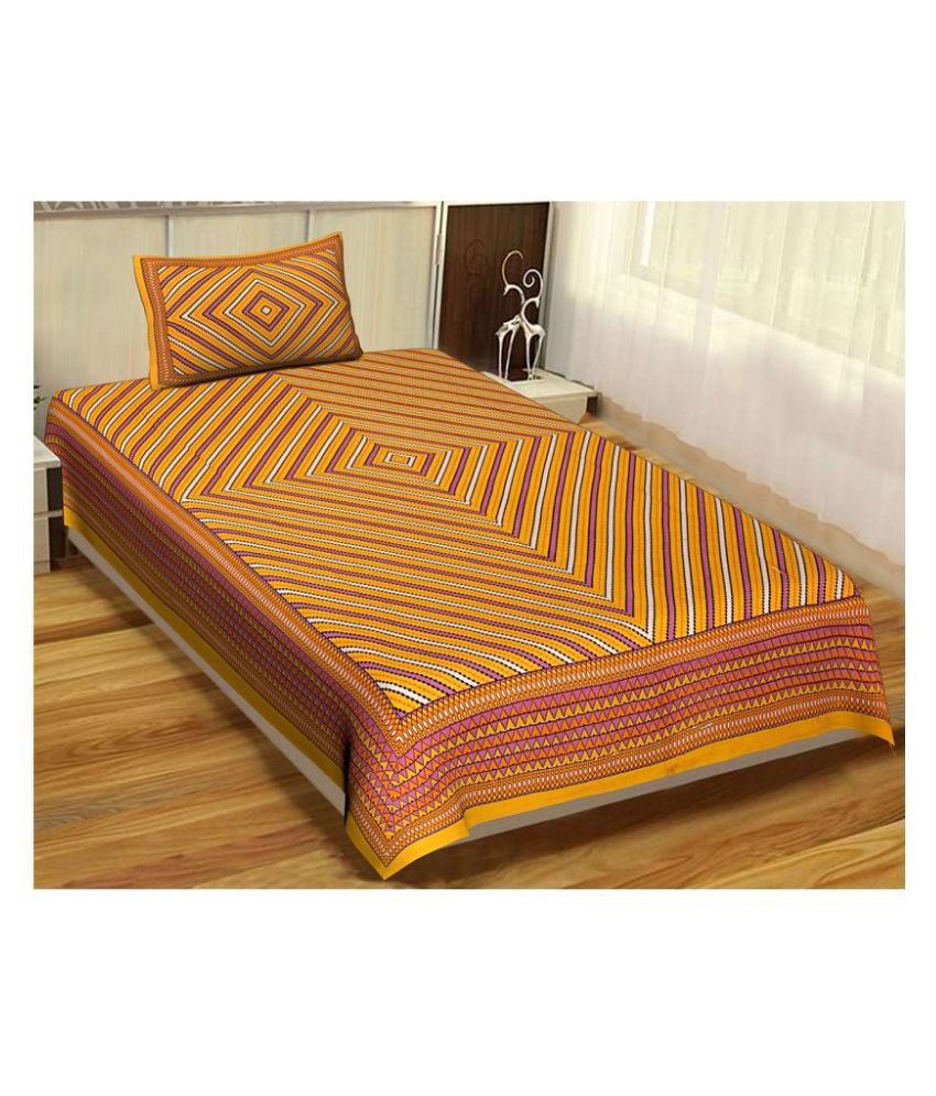     			Uniqchoice Cotton Single Bedsheet with 1 Pillow Cover