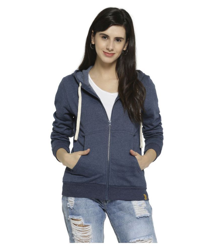     			Campus Sutra Cotton Blue Hooded Sweatshirt