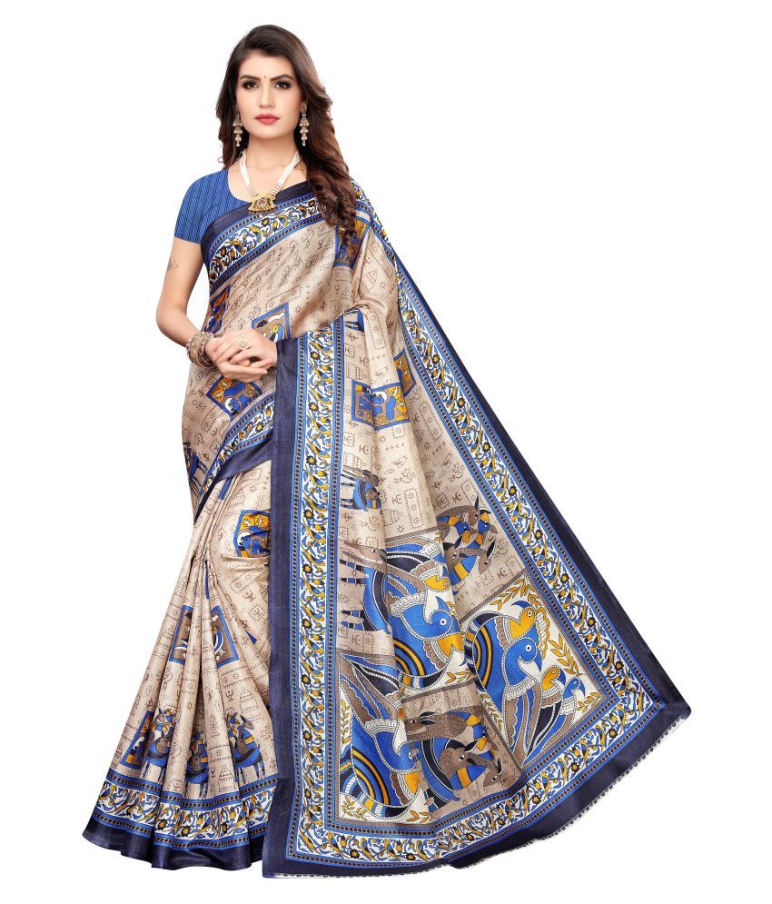 Suman Creation Blue Art Silk Saree - Buy Suman Creation Blue Art Silk ...