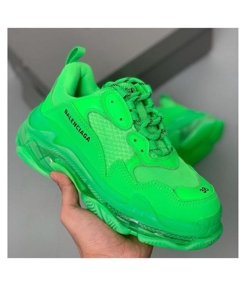 Balenciaga Triple S Running Shoes Green 