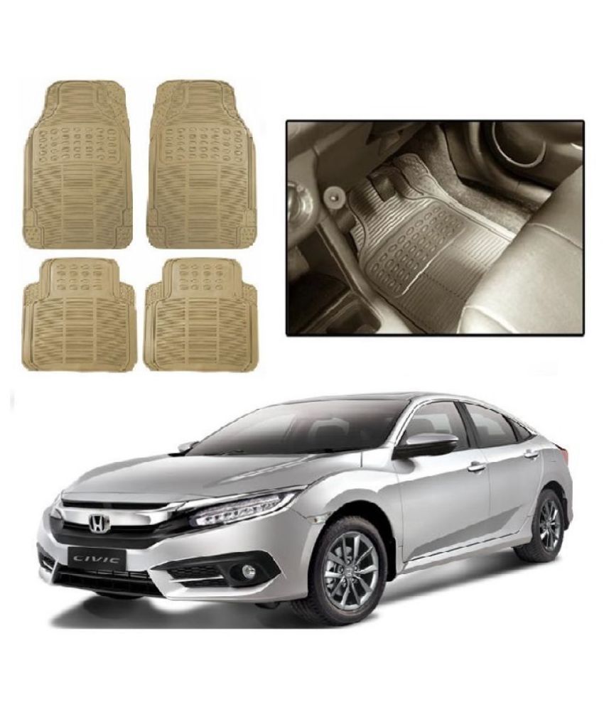 Mizzeo Premium Rubber Car Floor Foot Mats Beige Honda Civic 2019