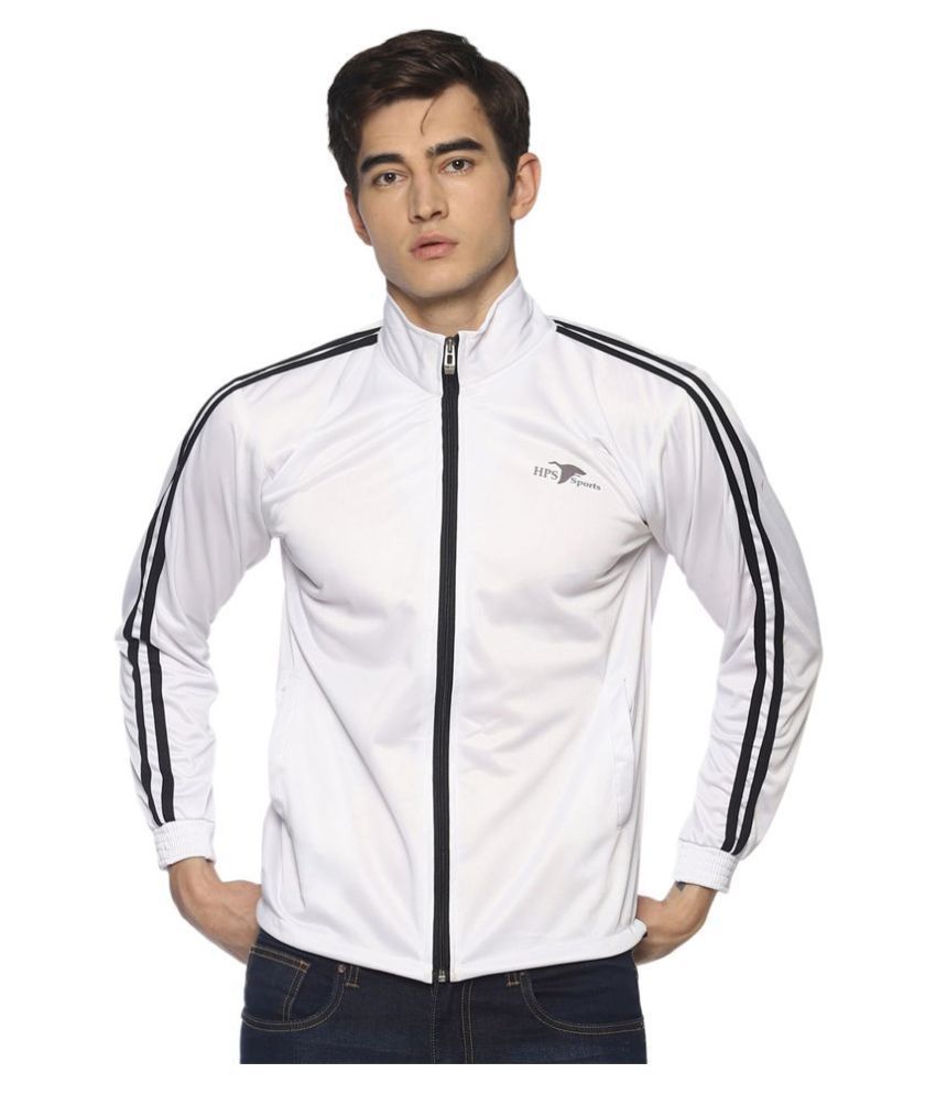HPS Sports White Polyester Fleece Jacket