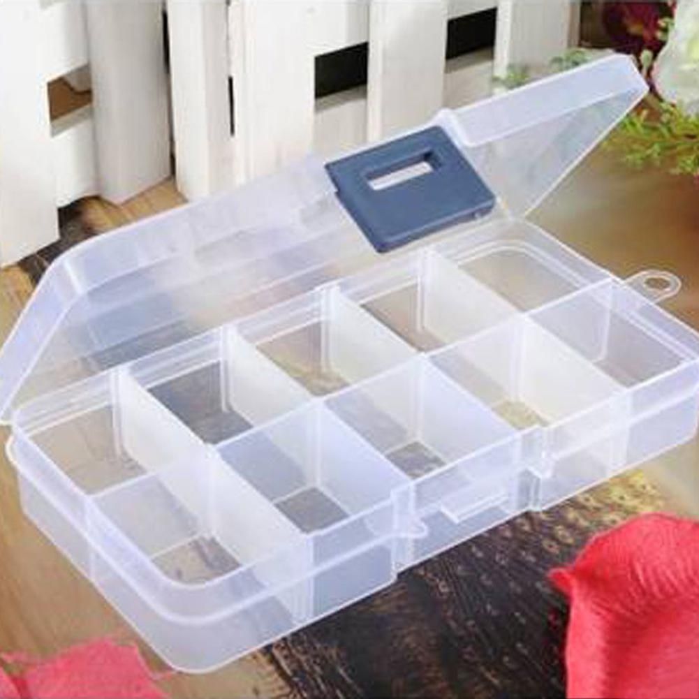 10 Compartments Clear Plastic Storage Box Jewelry Bead Screw