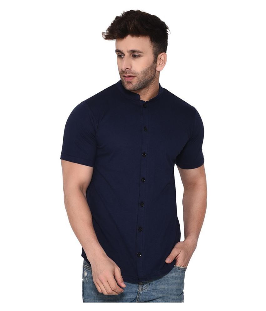     			Tfurnish Cotton Blend Blue Shirt