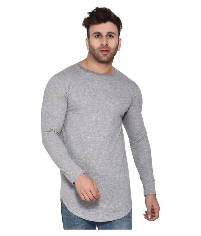     			Tfurnish Cotton Blend Silver Solids T-Shirt