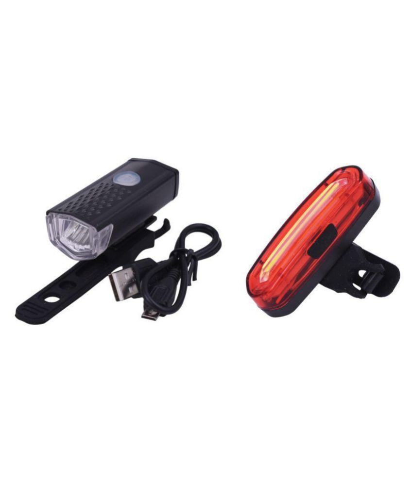 Dark Horse Bicycle LED 3 Modes 300 LM Front & LED 7 Mode Red & White USB Tail Light Combo