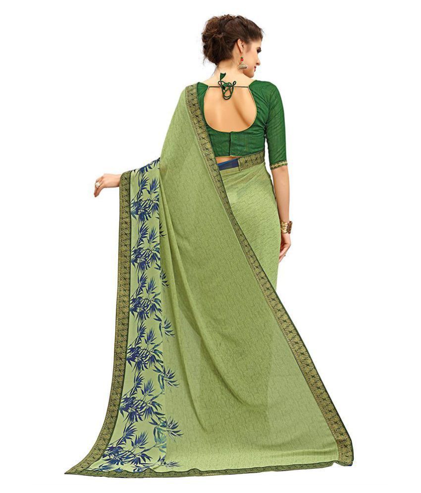 Samarth Fab Green Georgette Saree - Buy Samarth Fab Green ...