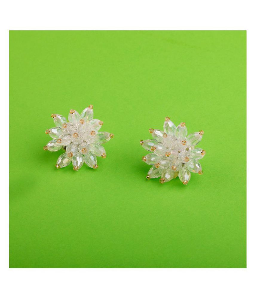     			Silver Shine Pretty White Handicraft Stud Earring Beads For Girls And Women