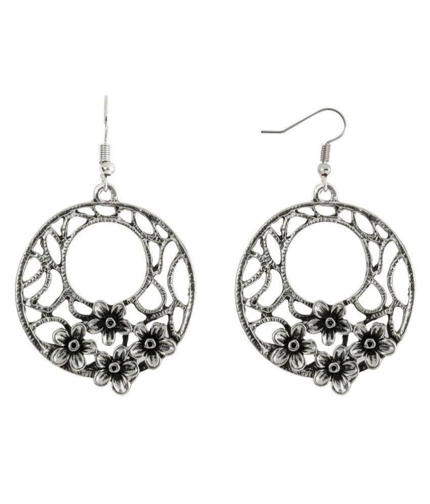     			Silver Shine Stylish Silver Floral Hollow Drop Earring For Girls And Women