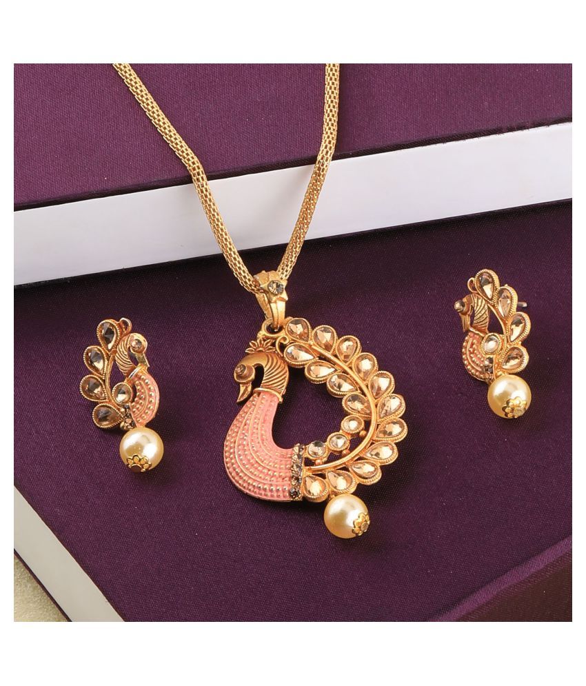     			SILVERSHINE Attractive Stylish  gold Plated Peacock Designer Pendant For Women Girl