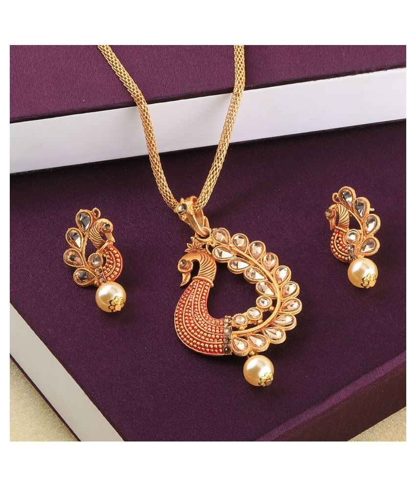     			SILVERSHINE Party Wear gold Plated Peacock Designer Pendant For Women Girl
