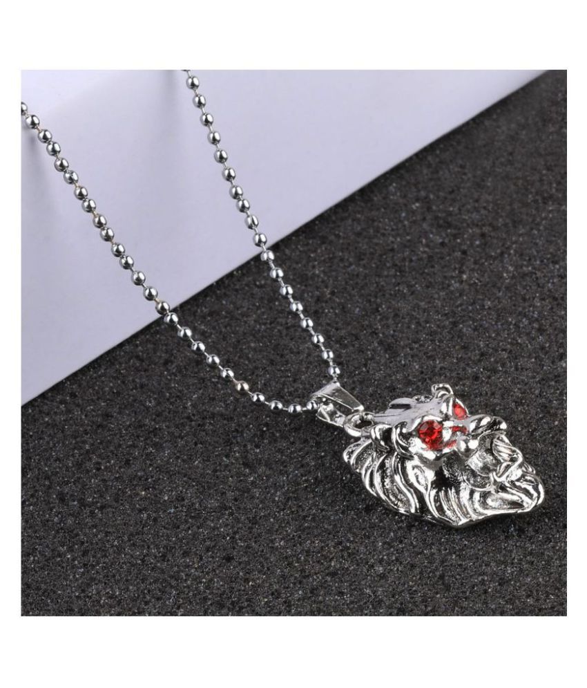     			SILVERSHINE SilverPlated Attractive Chain With Lion Design Silver pendant With Diamond For Man Boy