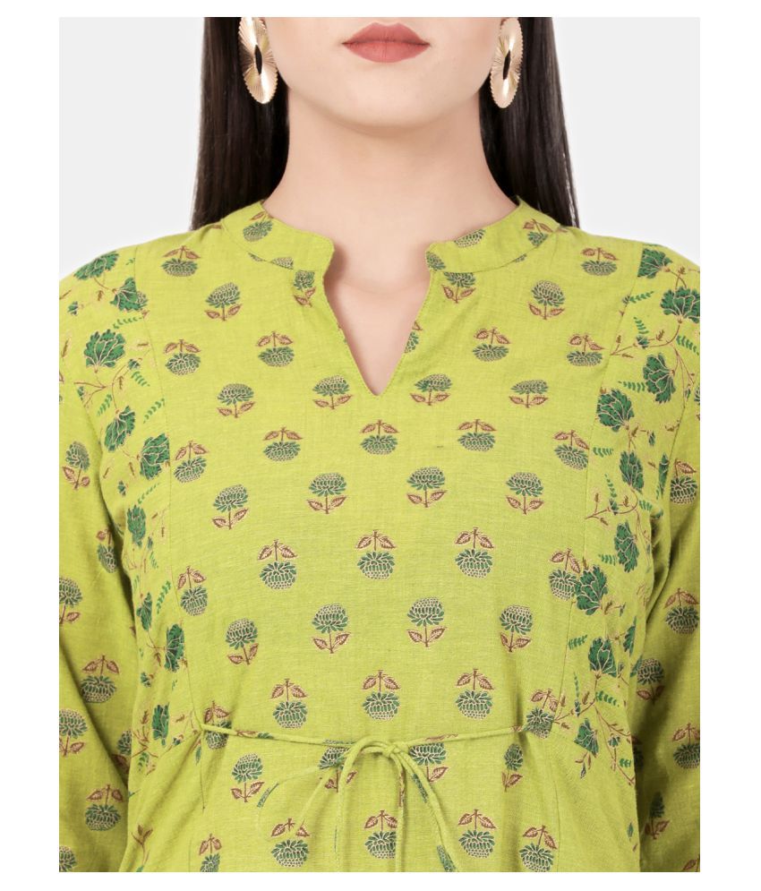     			Alena - Green Cotton Women's Flared Kurti