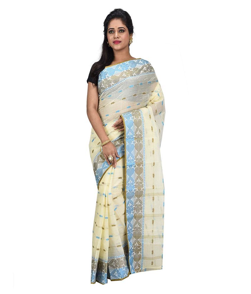     			Desh Bidesh Blue,Brown Bengal cotton Saree