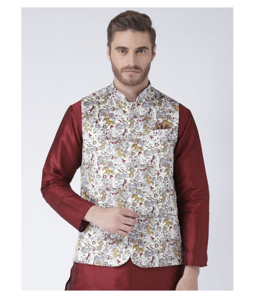     			Hangup Multi Cotton Blend Nehru Jacket