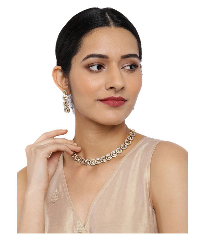 Zaveri Pearls Zinc Golden Contemporary 