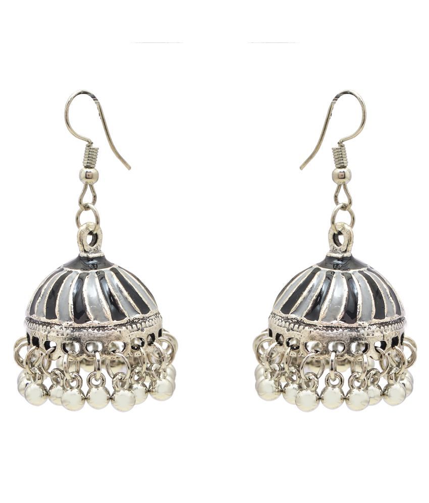 Jewelz Exquisite Black And White Jhumka - Buy Jewelz Exquisite Black ...