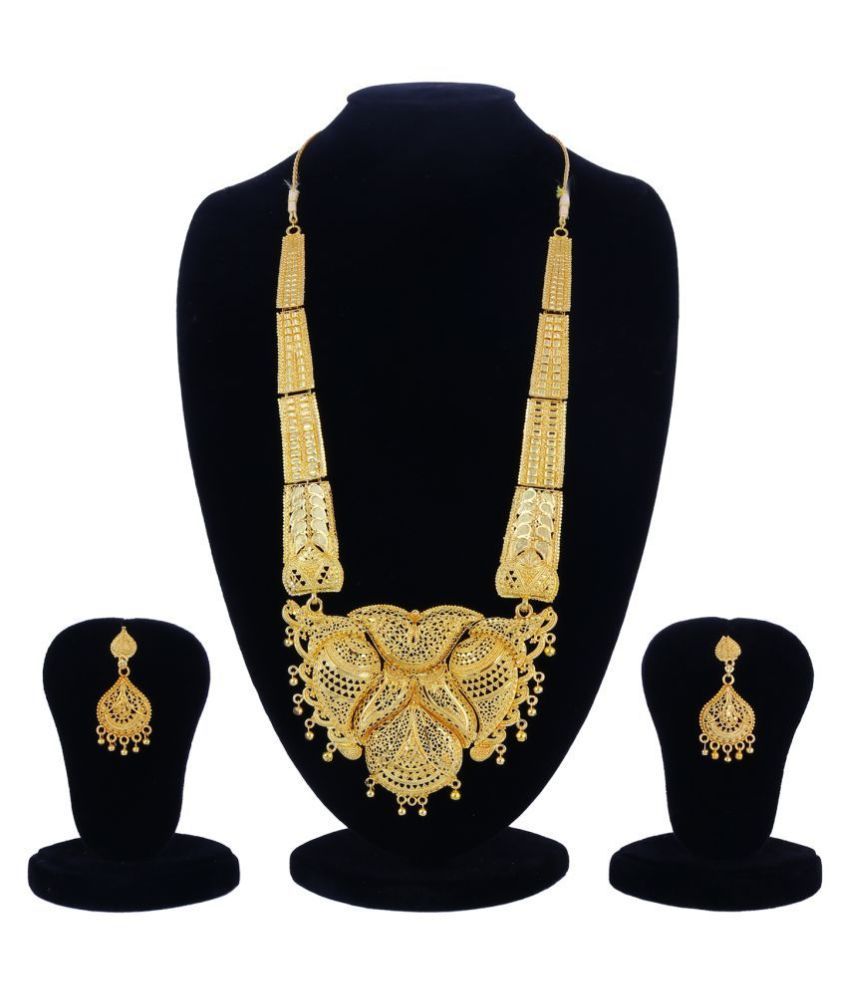 Sukkhi Alloy Yellow Long Haram Traditional Gold Plated Necklaces Set