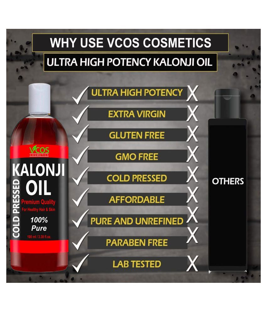 Vcos Cosmetics Cold Pressed Kalonji Oil Black Seed Oil Hair Oil 100