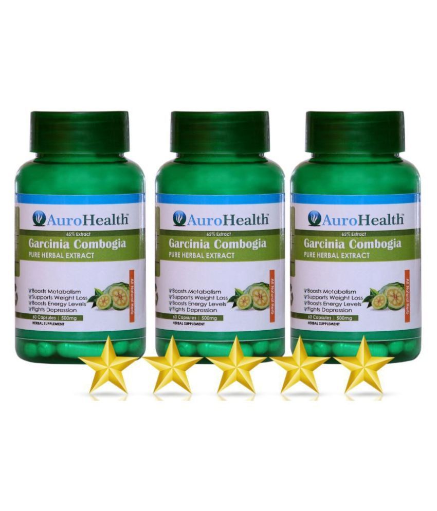 AuroHealth Garcinia Cambogia Extract 500 mg Fat Burner 50% OFF 180 no.s Unflavoured Pack of 3