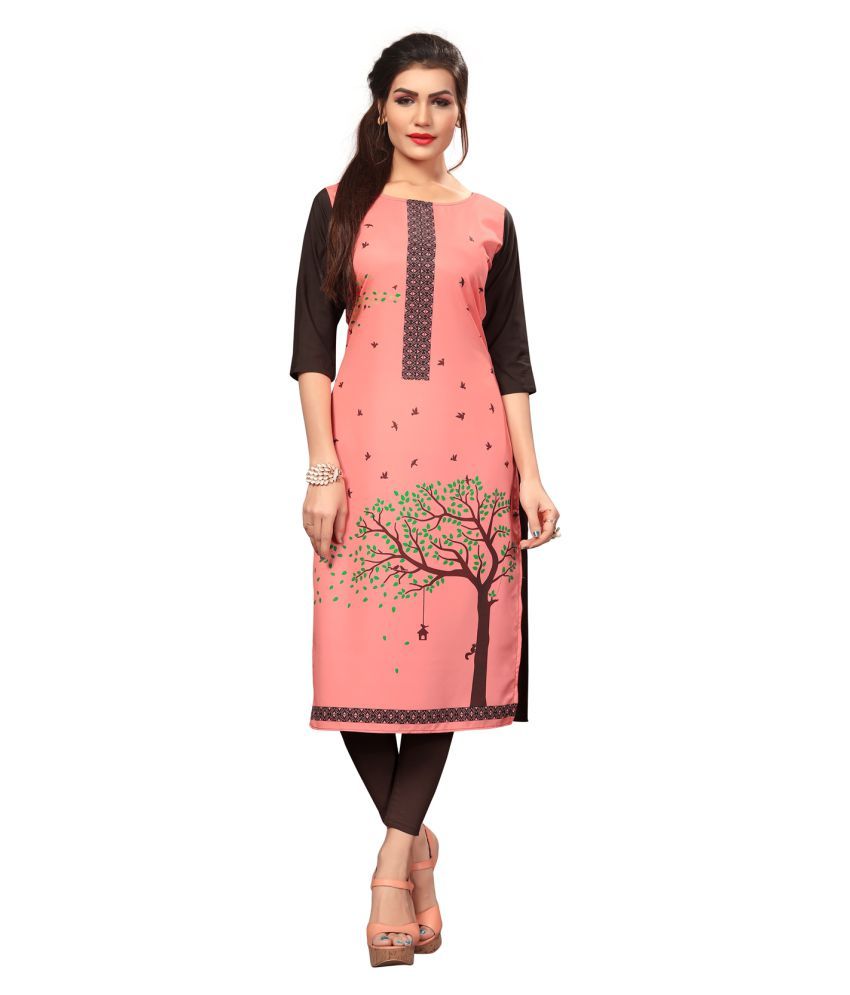     			DSK STUDIO Peach Crepe Straight Kurti