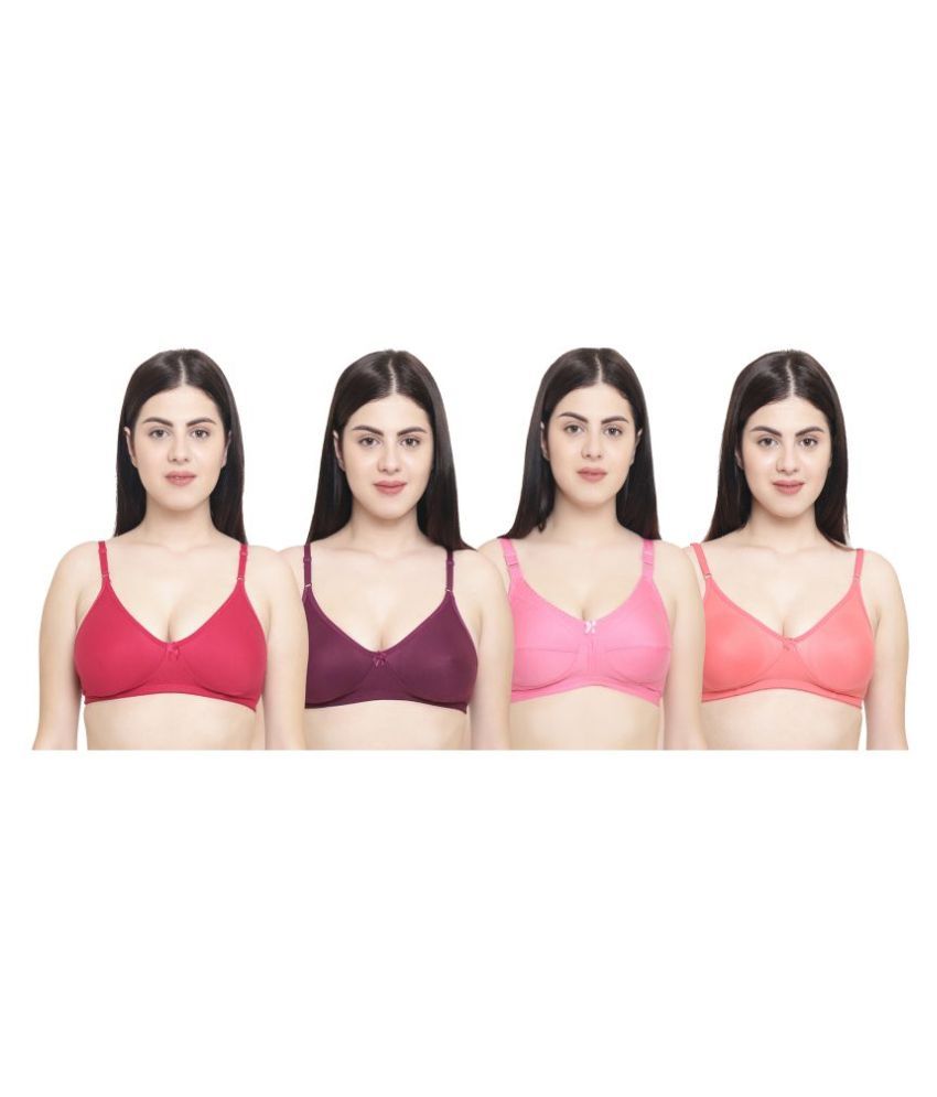     			Leading Lady Pack of 4 Cotton Non Padded Women's T-Shirt Bra ( Multi Color )