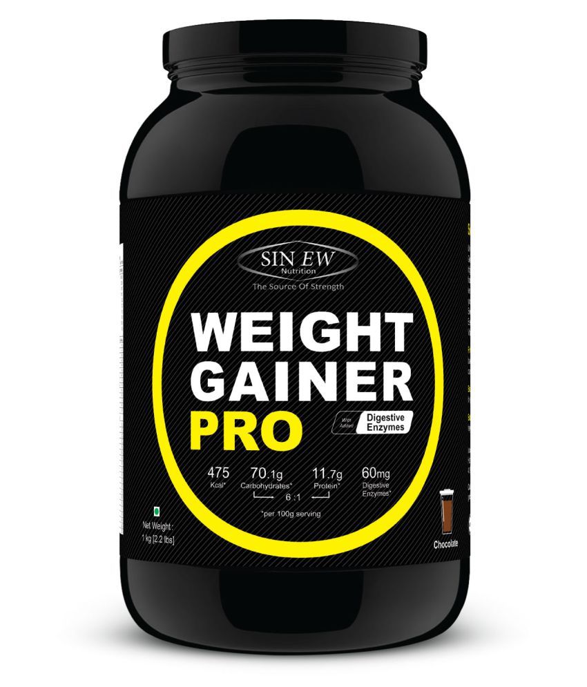 Sinew Nutrition Weight Gainer Pro with Digestive Enzymes,Chocolate 1 kg Weight Gainer Powder