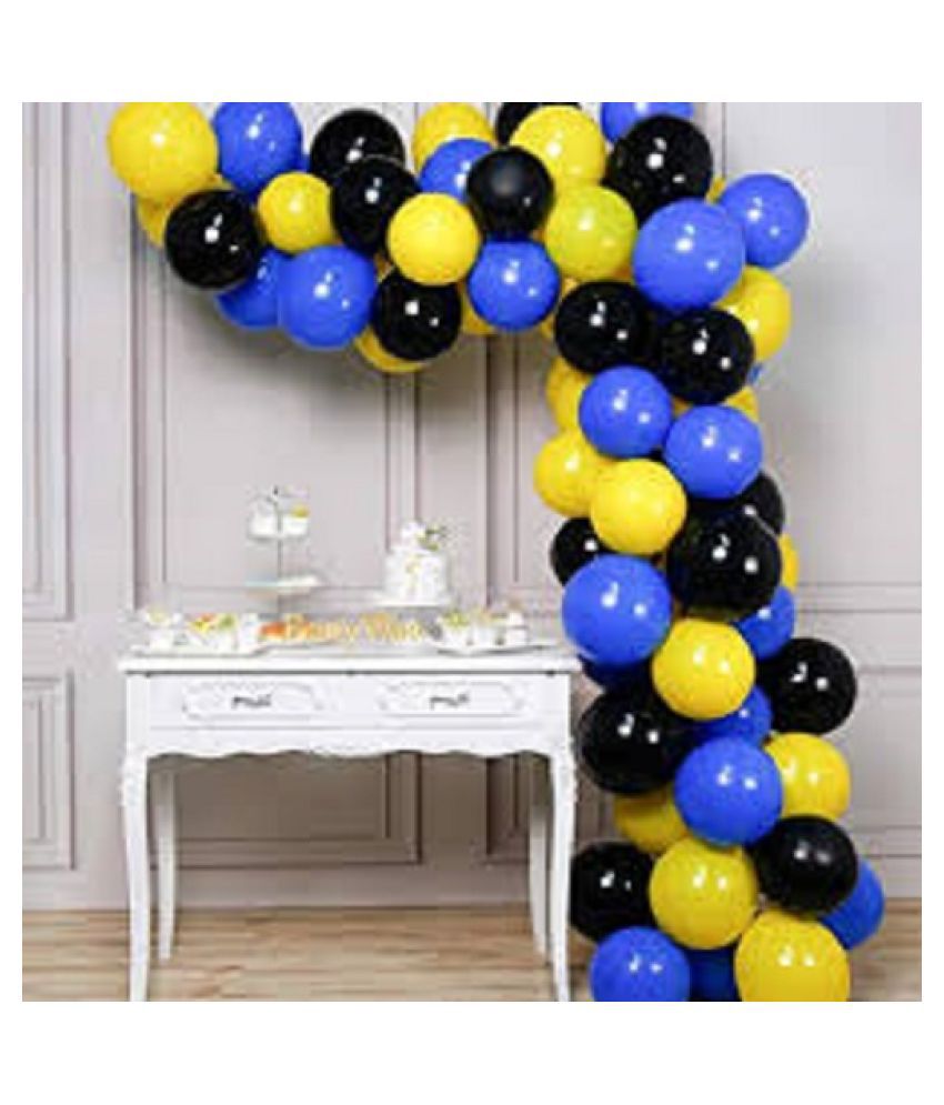     			GNGS Solid Birthday / Anniversary Party Balloons (Black, Yellow, Blue, Pack of 50)