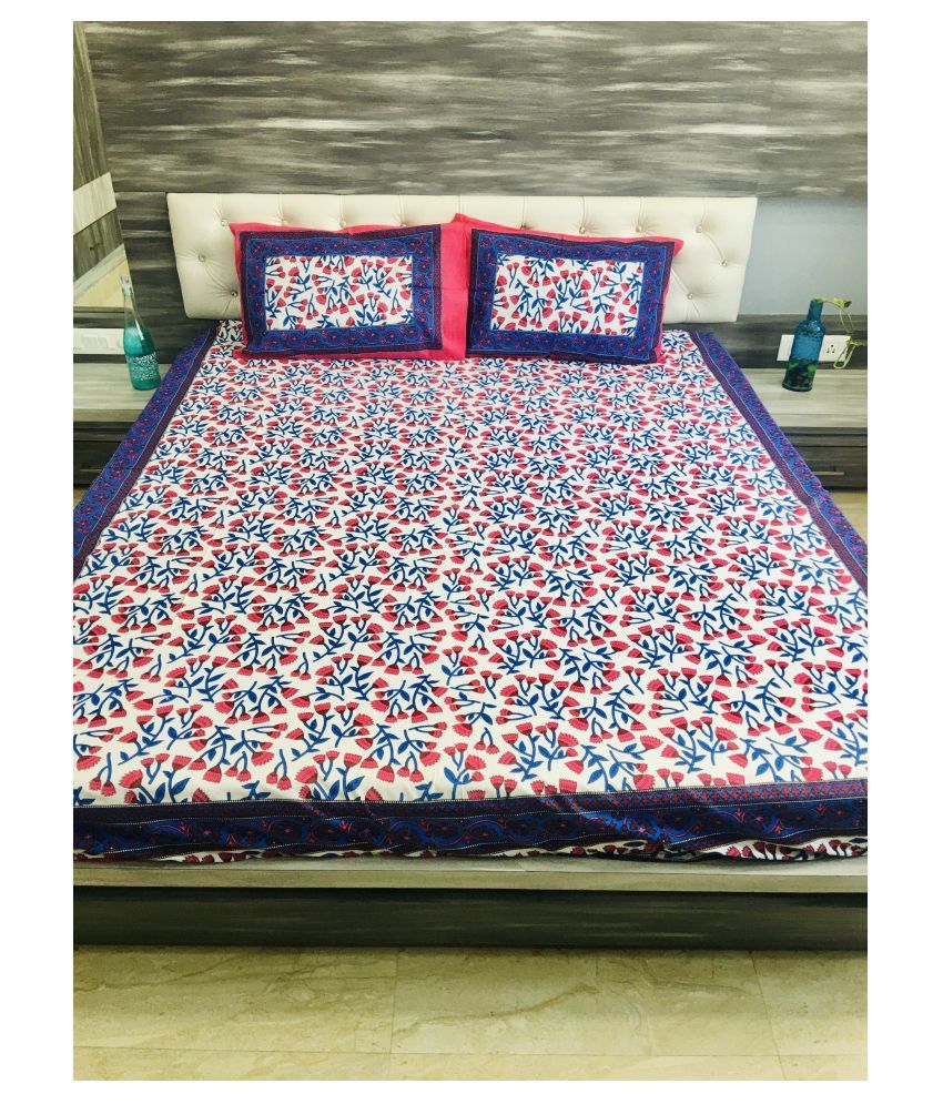 RIYA FABRICS Cotton King Size Bed Sheet With 2 Pillow Covers ( 270 cm x