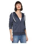 Campus Sutra Cotton Blue Hooded Sweatshirt