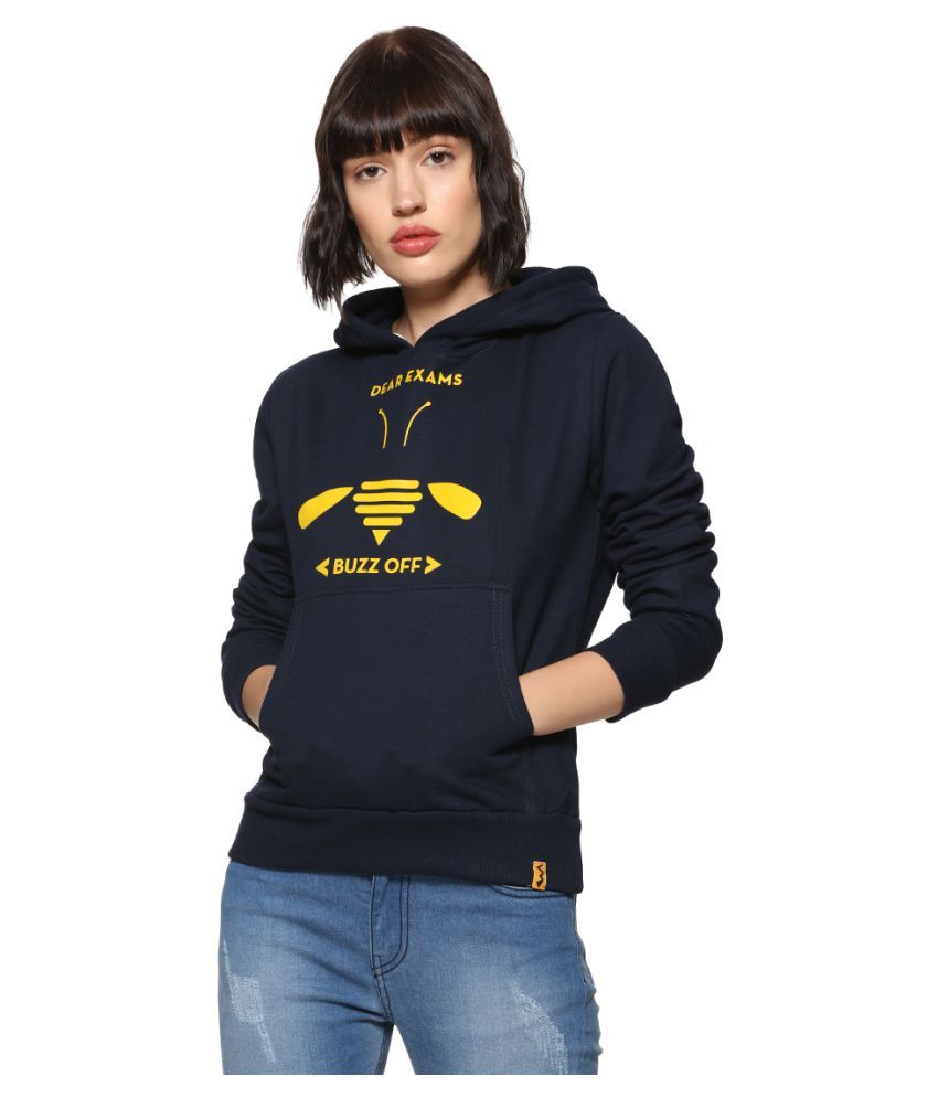     			Campus Sutra Cotton Blue Hooded Sweatshirt