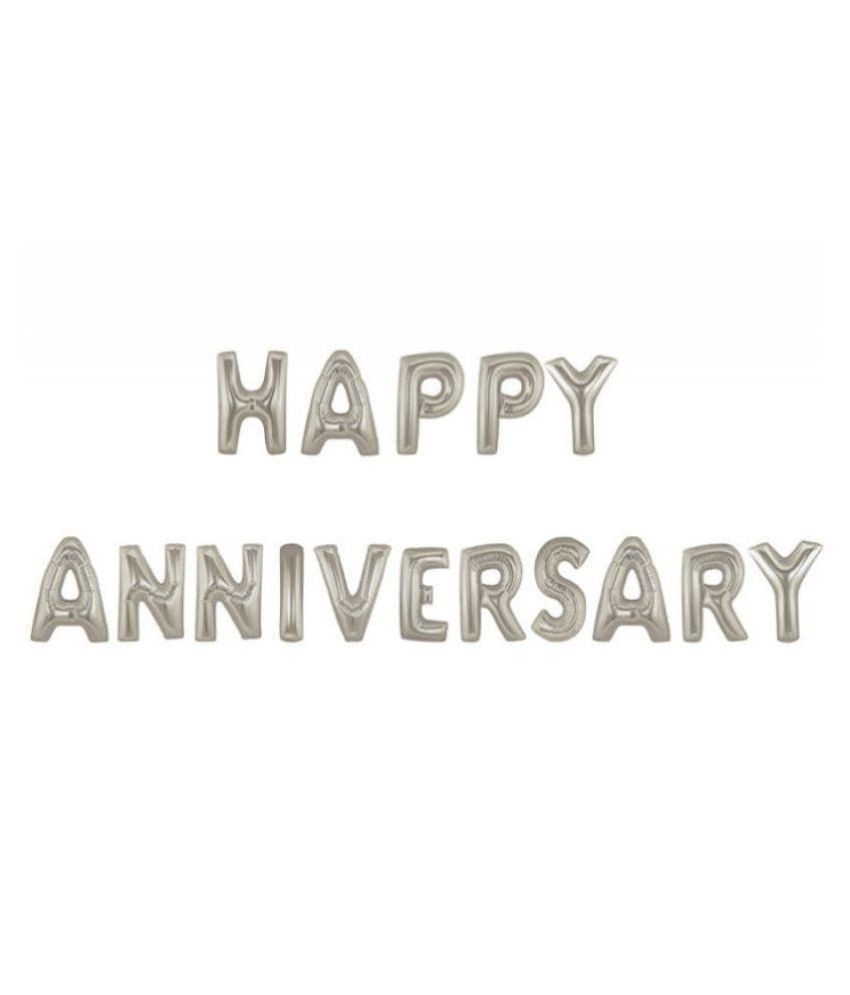     			I Q Creations Happy Anniversary Alphabet Letter Foil Balloons- Silver
