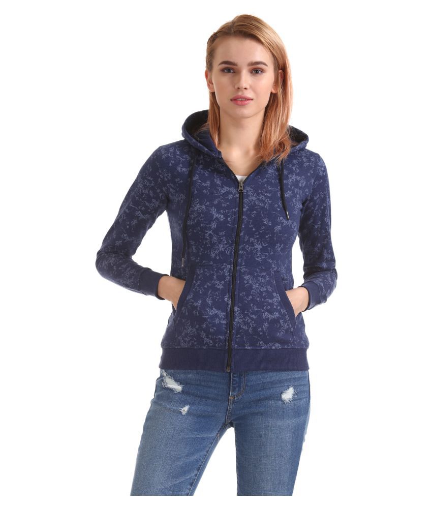 Newport Cotton - Fleece Blue Hooded Sweatshirt