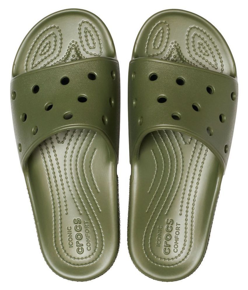 Crocs Standard Fit Green Slide Flip flop Price in India- Buy Crocs ...