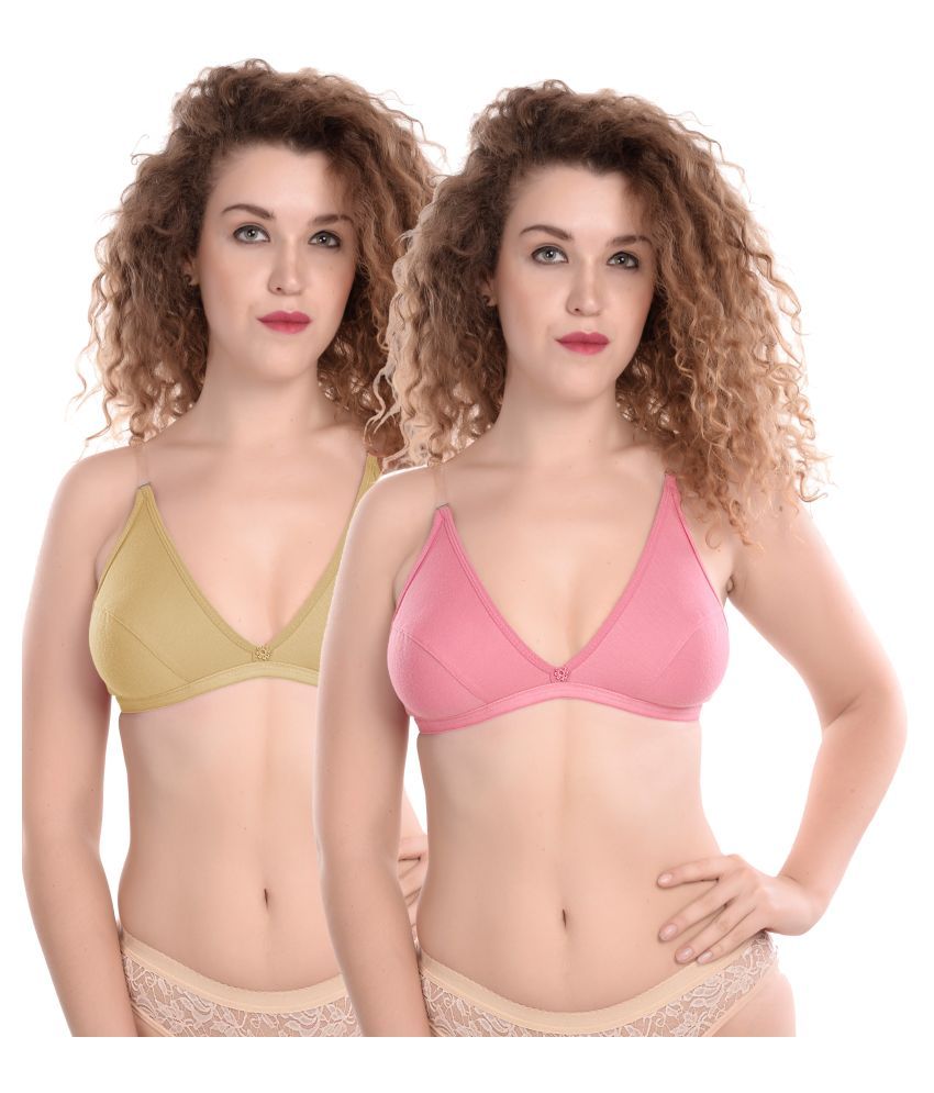     			Madam Pack of 2 Cotton Non Padded Women's T-Shirt Bra ( Multi Color )