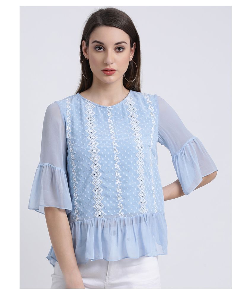 Zink London Polyester Peplum Tops Blue Buy Zink London Polyester