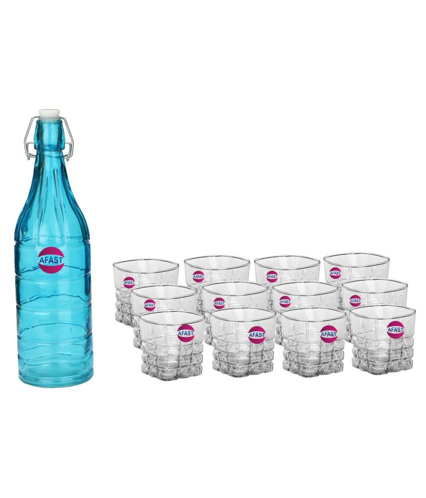     			Somil Glass Bottle Glass Set, Transparent, Pack Of 13, 1000 ml