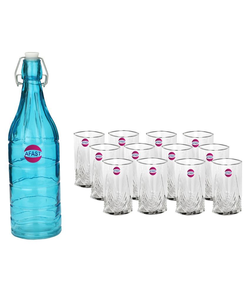     			Somil Glass Bottle Glass Set, Transparent, Pack Of 13, 1000 ml