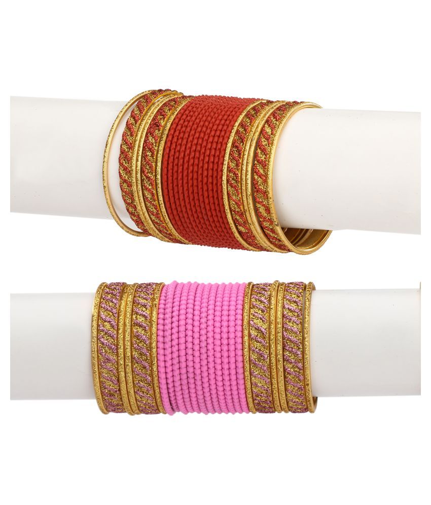     			AFAST Colorful Combo Of 2 Metal Bangle Set, For Party And Daily Use, 24 Bangle Each Color